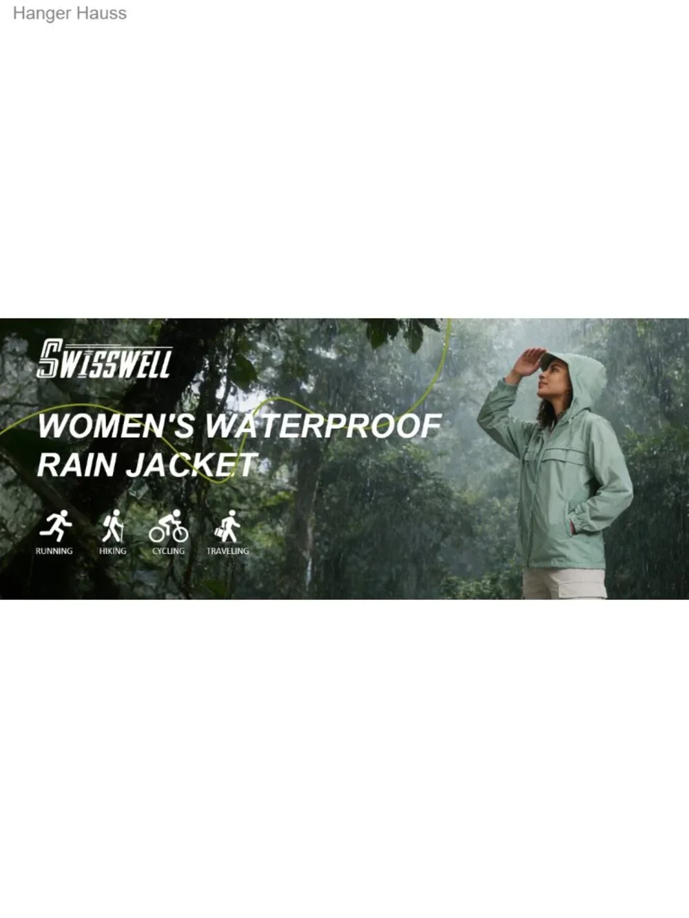 Women's Lightweight Packable Waterproof Nylon Rain Jacket with Hood,